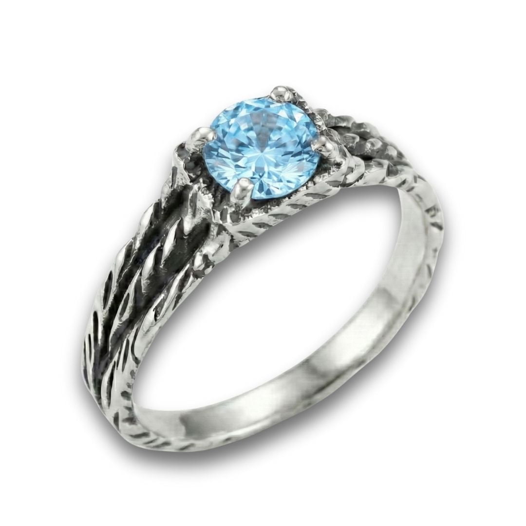 BONNY — Anel em Prata 925 com Zircônia Azul Claro