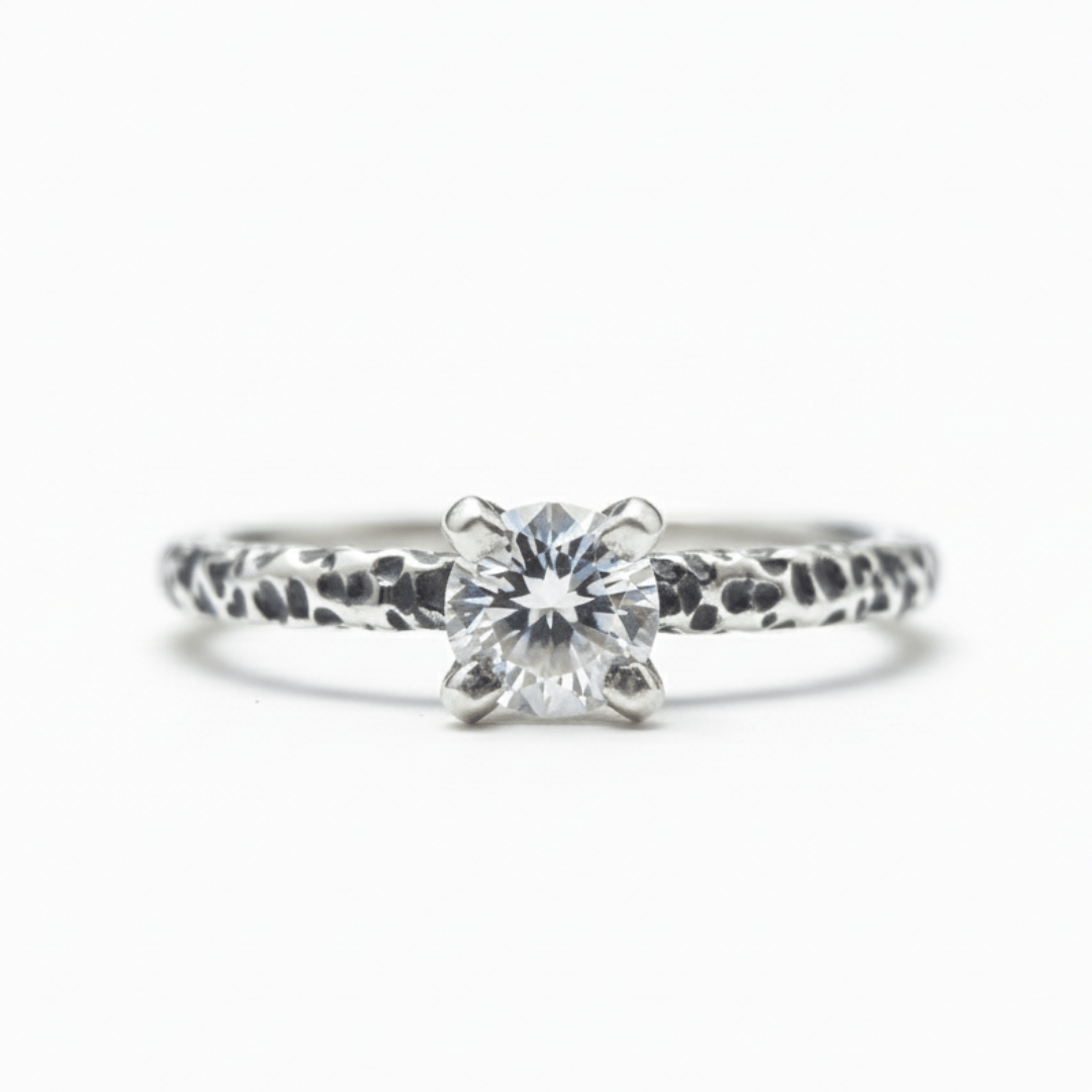 Anel Solitário Astral em Prata 925 com Zircônia branca