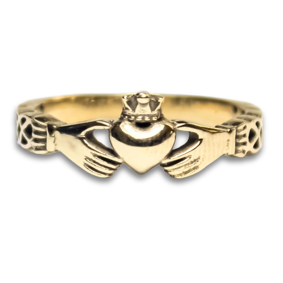 Anel Claddagh em Ouro Amarelo 14K – Símbolo Irlandês de Amor, Amizade e Lealdade