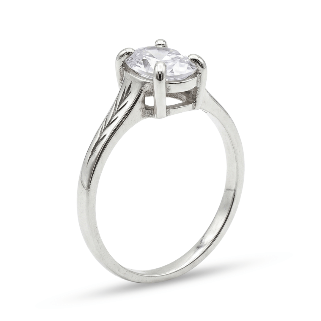 Essência - Anel Solitário Artesanal em Prata 925