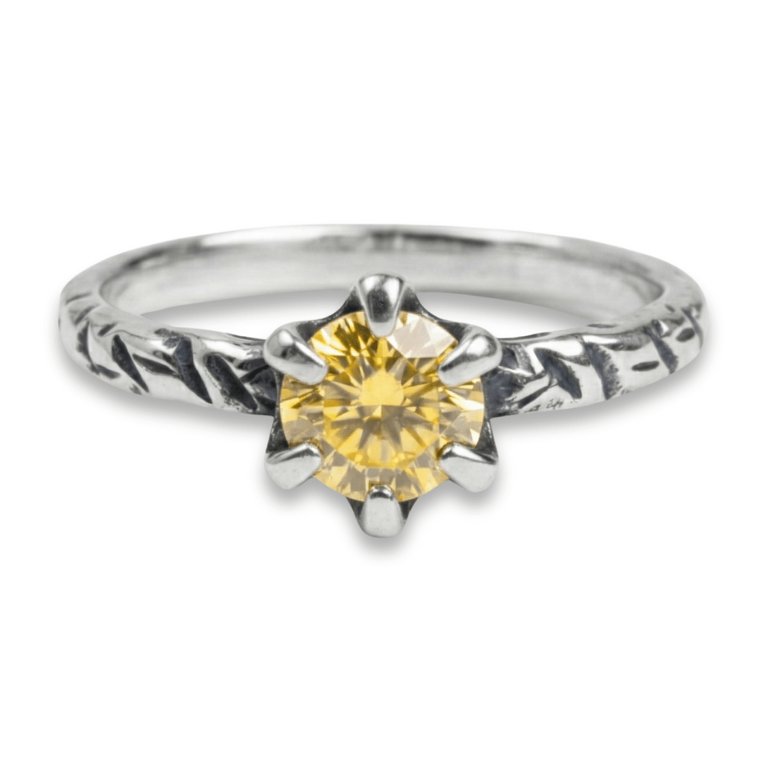 HELGA — Anel Solitário em Prata 925 com Zircônia Amarela 