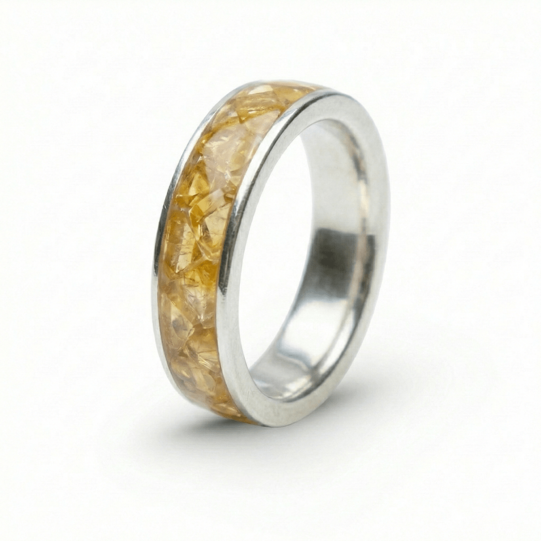 MOSAICO – ANEL DE PRATA 925 COM MOSAICO DE PEDRA NATURAL CITRINO