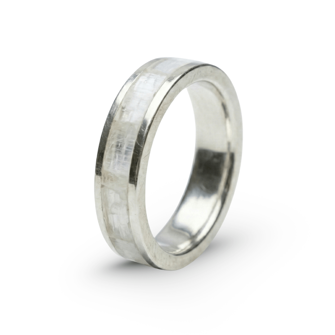 MOSAICO – ANEL DE PRATA 925 COM MOSAICO DE PEDRA NATURAL SELENITA BRANCA