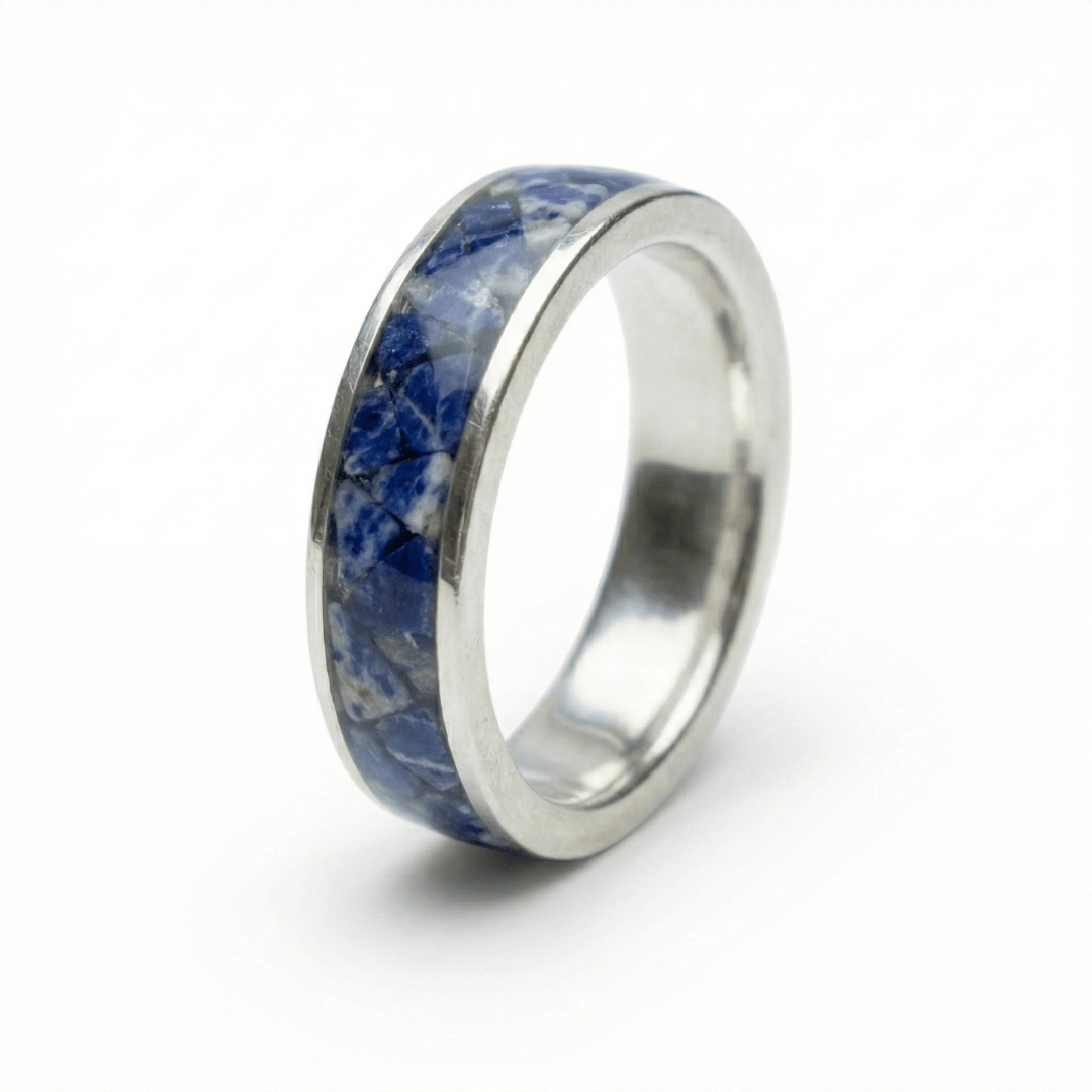 MOSAICO – ANEL DE PRATA 925 COM MOSAICO DE PEDRA NATURAL SODALITA