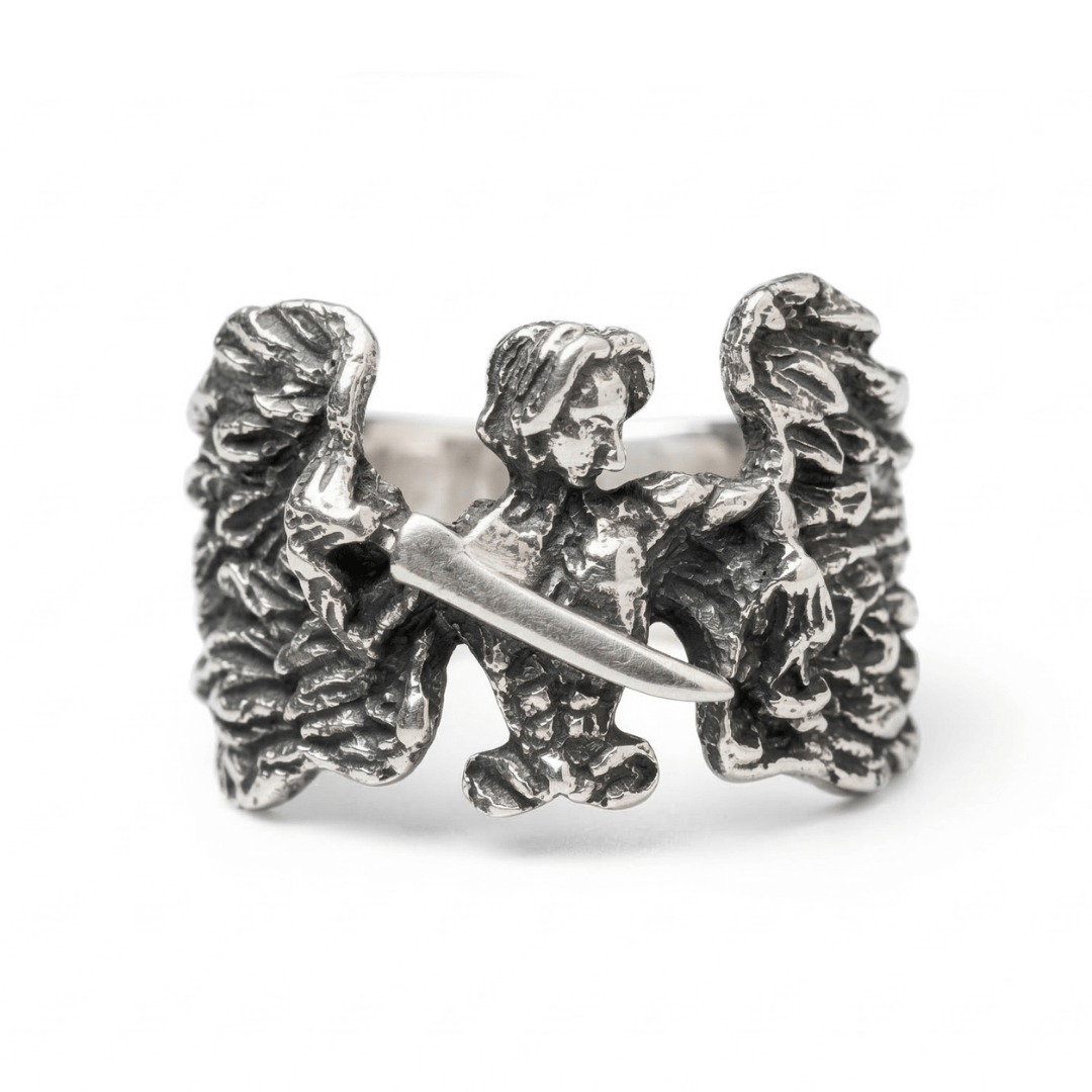 São Miguel Arcanjo - Anel Artesanal em Prata 925