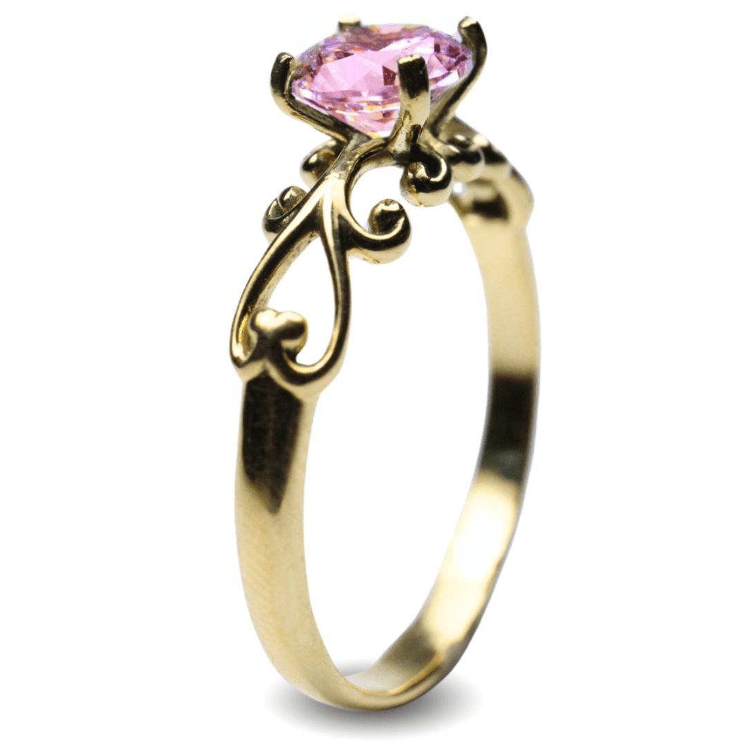 SOLITÁRIO FRIGG ZIRCÔNIA ROSA OURO AMARELO 14 K 