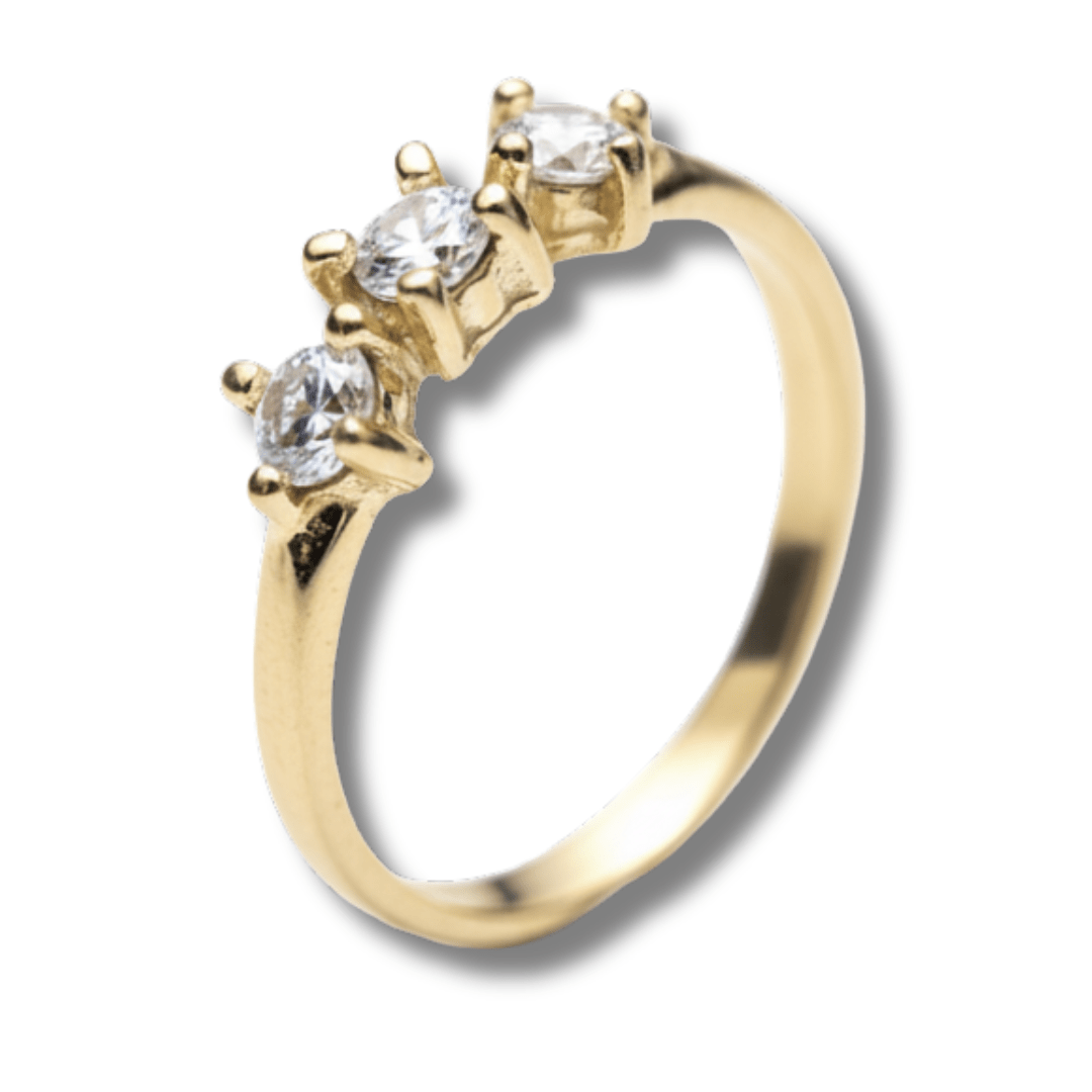 TRIUM – ANEL APARADOR EM OURO AMARELO 14K COM ZIRCÔNIAS BRANCAS