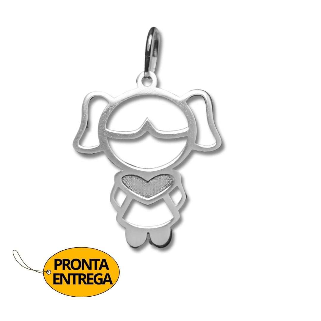 PINGENTE MENINA FILHA PRATA 925 