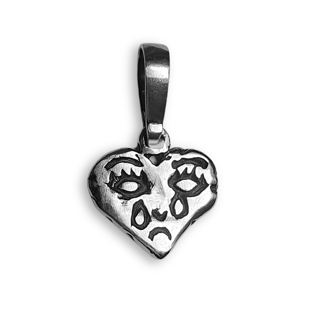 Coração Chorando – Pingente Retrô em Prata 925 com Oxidação