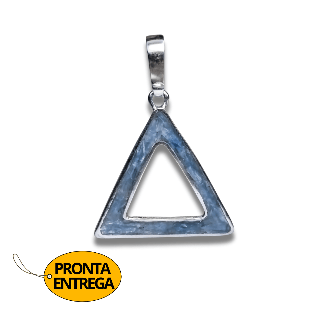DELTA – PINGENTE TRIÂNGULO EM PRATA 925 COM MOSAICO DE PEDRA NATURAL CIANITA AZUL