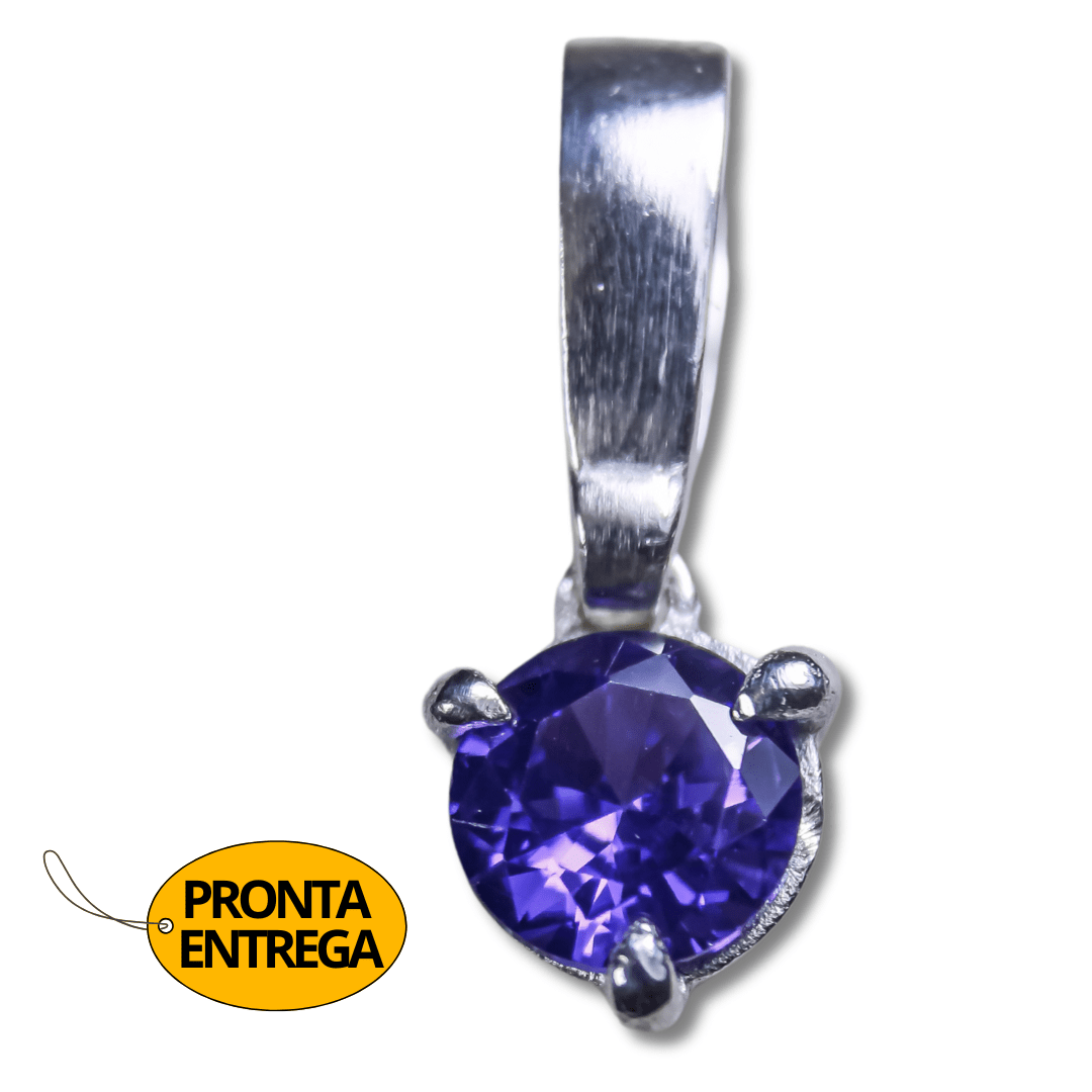 PINGENTE SHINE ZIRCÔNIA ROXA PRATA 950 