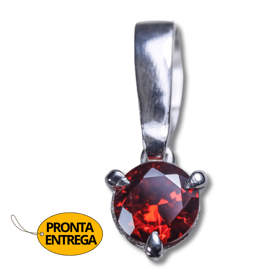 PINGENTE SHINE ZIRCÔNIA VERMELHO PRATA 950