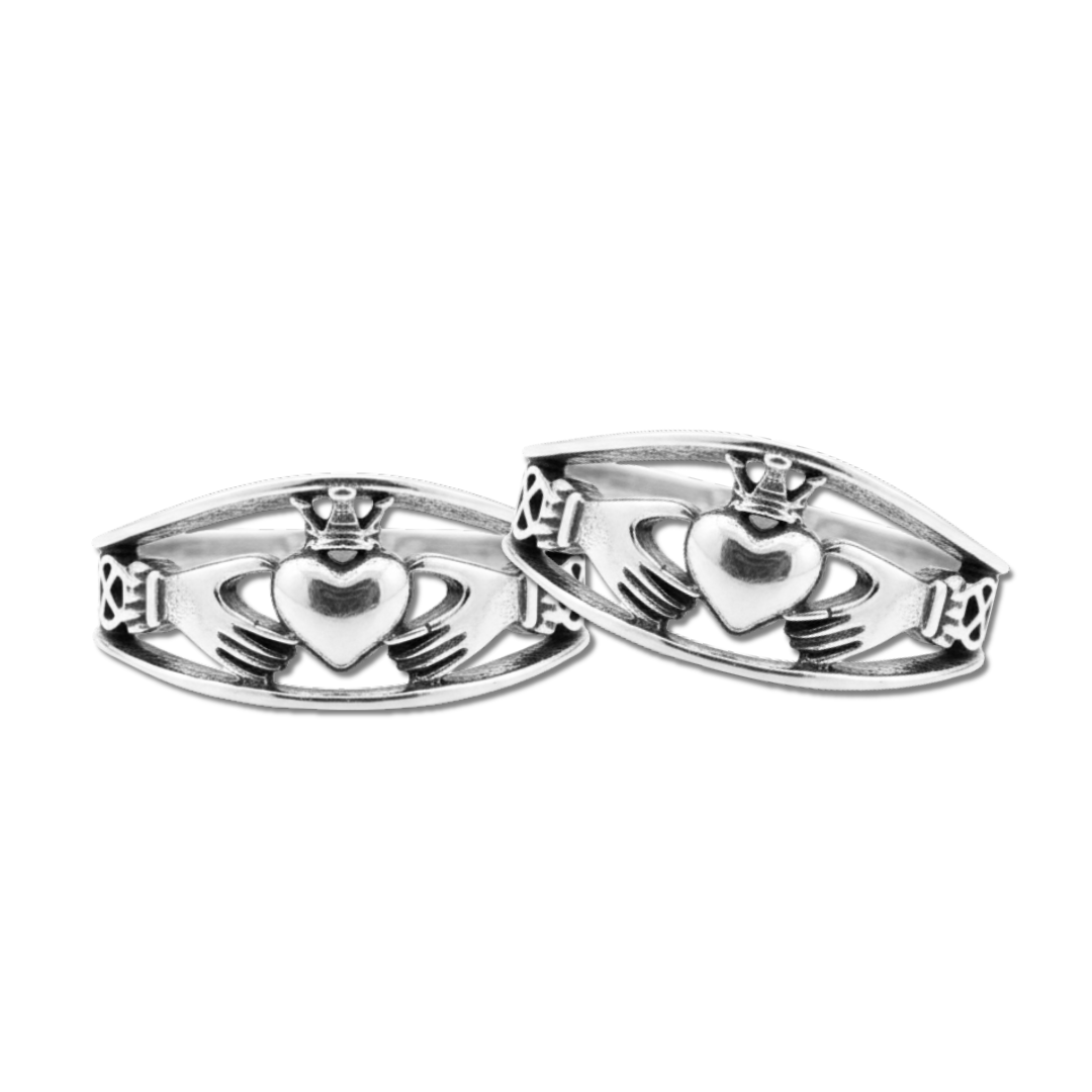 CLADDAGH – PAR DE ALIANÇAS MODELO IRLANDÊS THICK EM PRATA 925