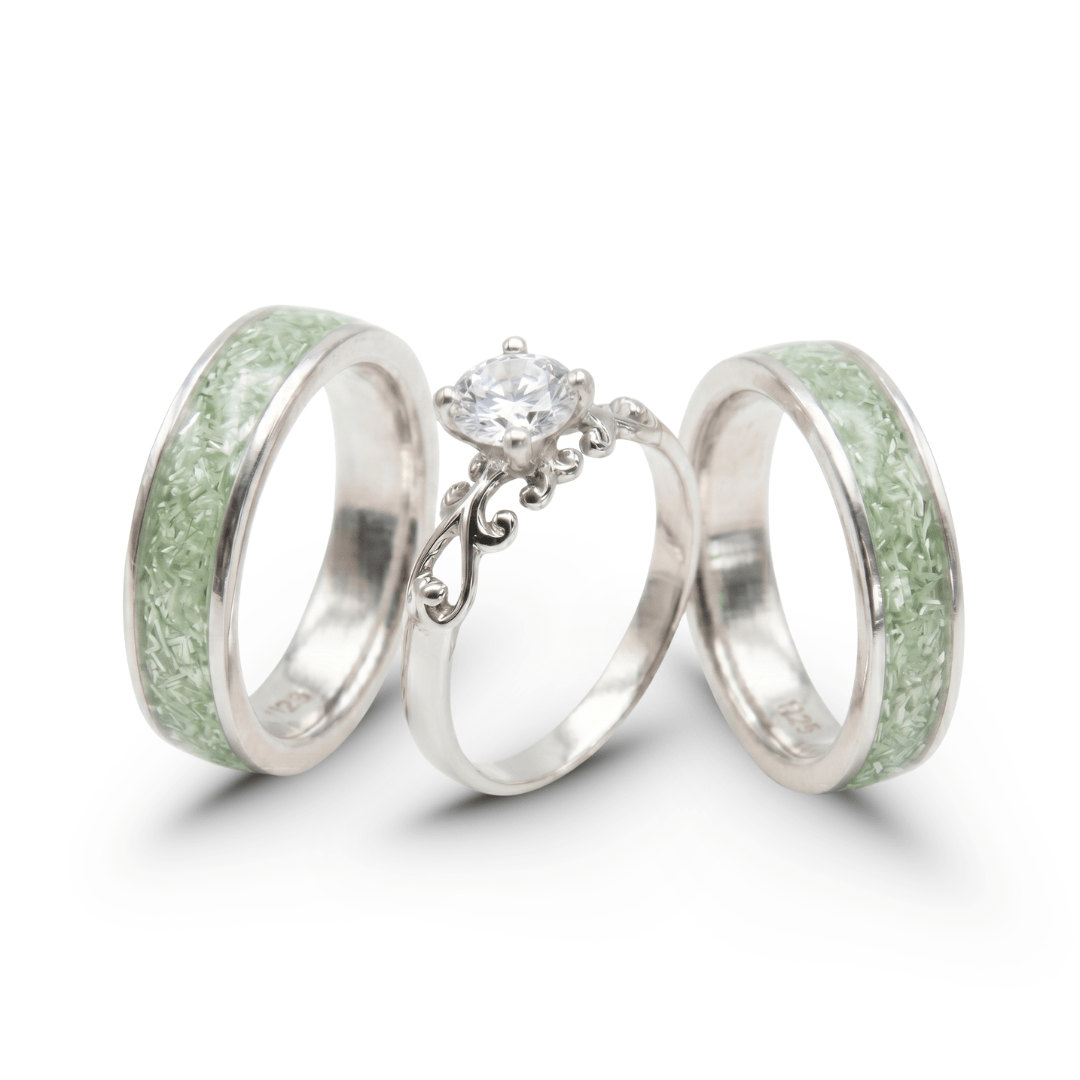Conjunto Mosaico Trio – Anéis em Prata 925 com Peridoto Natural
