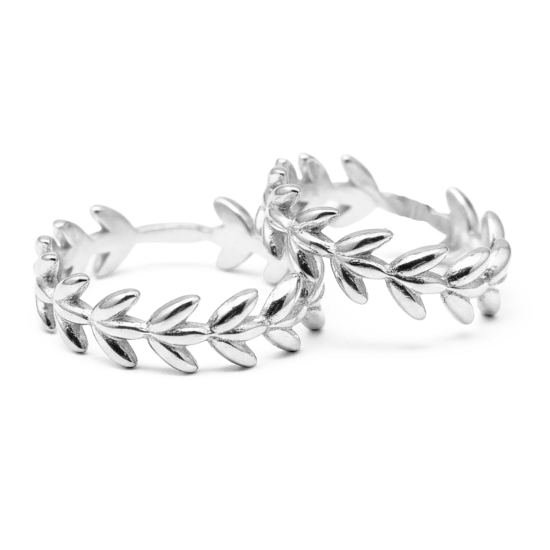 RAMOS DE OLIVEIRA – PAR DE ALIANÇAS EM PRATA 925