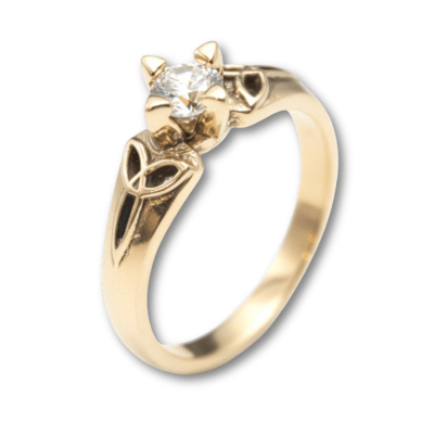 ALANA - ANEL SOLITÁRIO EM OURO AMARELO 14 K COM ZIRCÔNIA BRANCA