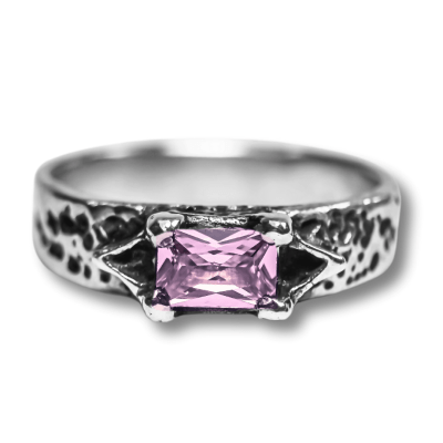 ANEL ASGARD ZIRCÔNIA ROSA PRATA 950 