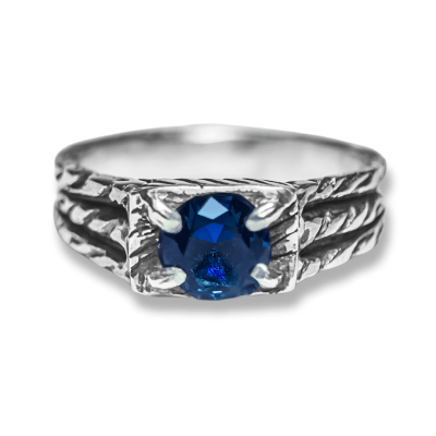 ANEL BONNY ZIRCÔNIA AZUL MARINHO PRATA 950