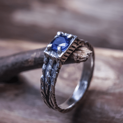ANEL BONNY ZIRCÔNIA AZUL MARINHO PRATA 950
