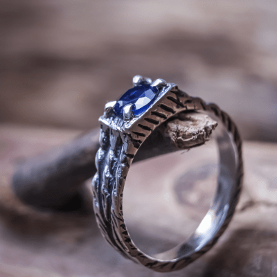 ANEL BONNY ZIRCÔNIA AZUL MARINHO PRATA 950
