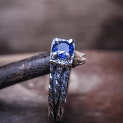 ANEL BONNY ZIRCÔNIA AZUL MARINHO PRATA 950