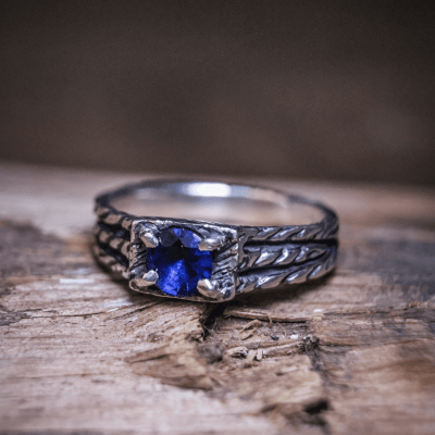 ANEL BONNY ZIRCÔNIA AZUL MARINHO PRATA 950