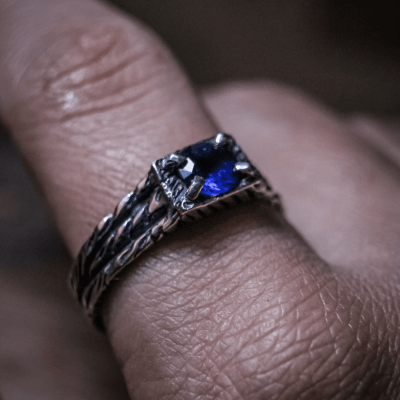 ANEL BONNY ZIRCÔNIA AZUL MARINHO PRATA 950