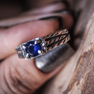 ANEL BONNY ZIRCÔNIA AZUL MARINHO PRATA 950