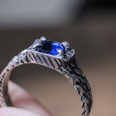 ANEL BONNY ZIRCÔNIA AZUL MARINHO PRATA 950