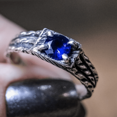 ANEL BONNY ZIRCÔNIA AZUL MARINHO PRATA 950