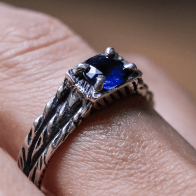 ANEL BONNY ZIRCÔNIA AZUL MARINHO PRATA 950