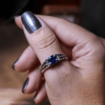 ANEL BONNY ZIRCÔNIA AZUL MARINHO PRATA 950