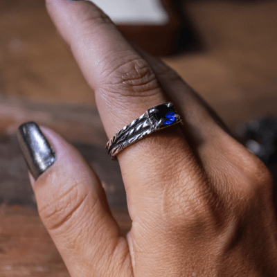 ANEL BONNY ZIRCÔNIA AZUL MARINHO PRATA 950