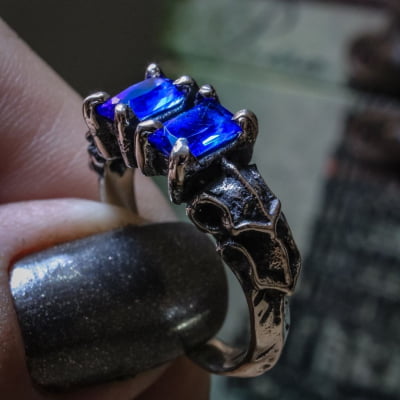 ANEL DRAGON STONE ZIRCÔNIA AZUL MARINHO PRATA 950