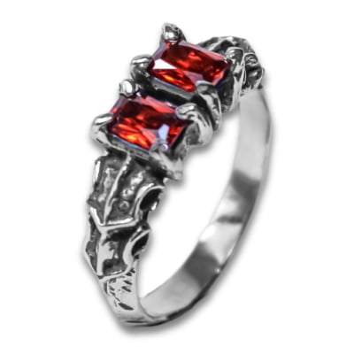 ANEL DRAGON STONE ZIRCÔNIA VERMELHA PRATA 950