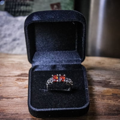 ANEL DRAGON STONE ZIRCÔNIA VERMELHA PRATA 950