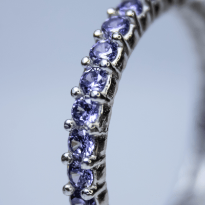 ANEL ETERNITY ZIRCÔNIA ROXA PRATA 925