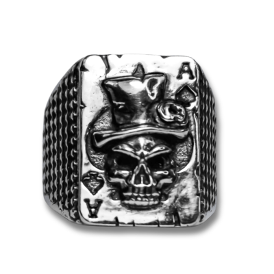 ANEL SINETE SKULL ACE PRATA 925