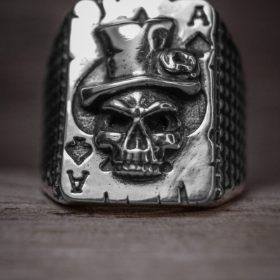 ANEL SINETE SKULL ACE PRATA 925