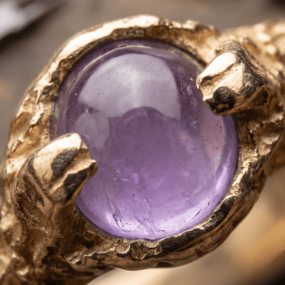 Anel Solitário Magma Ouro Amarelo 14k Ametista Edição Limitada