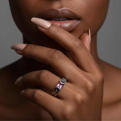 ASGARD - ANEL NÓRDICO EM PRATA 925 ZIRCÔNIA ROSA 