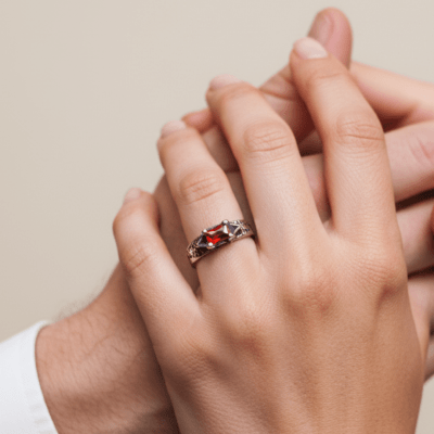 ASGARD – ANEL NÓRDICO EM PRATA 925 COM ZIRCÔNIA VERMELHA