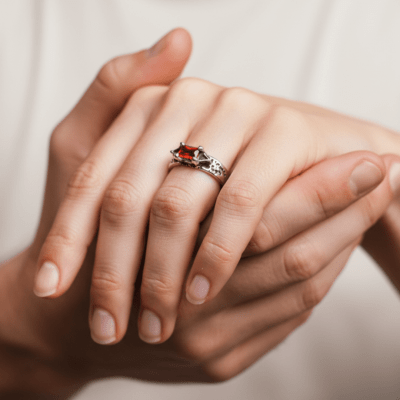 ASGARD – ANEL NÓRDICO EM PRATA 925 COM ZIRCÔNIA VERMELHA