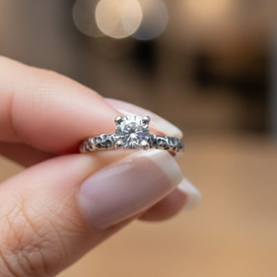 Anel Solitário Astral em Prata 925 com Zircônia branca