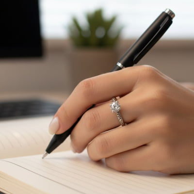 Anel Solitário Astral em Prata 925 com Zircônia branca