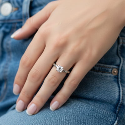 Anel Solitário Astral em Prata 925 com Zircônia branca