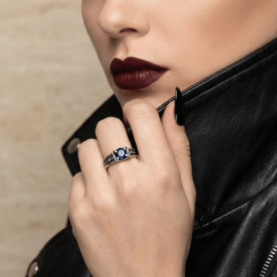 BONNY – Anel em Prata 925 com Zircônia Azul Marinho