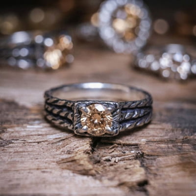 BONNY — Anel em Prata 925 com Zircônia Champagne