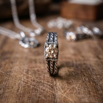 BONNY — Anel em Prata 925 com Zircônia Champagne