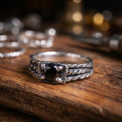 BONNY – Anel em Prata 925 com Zircônia Preta